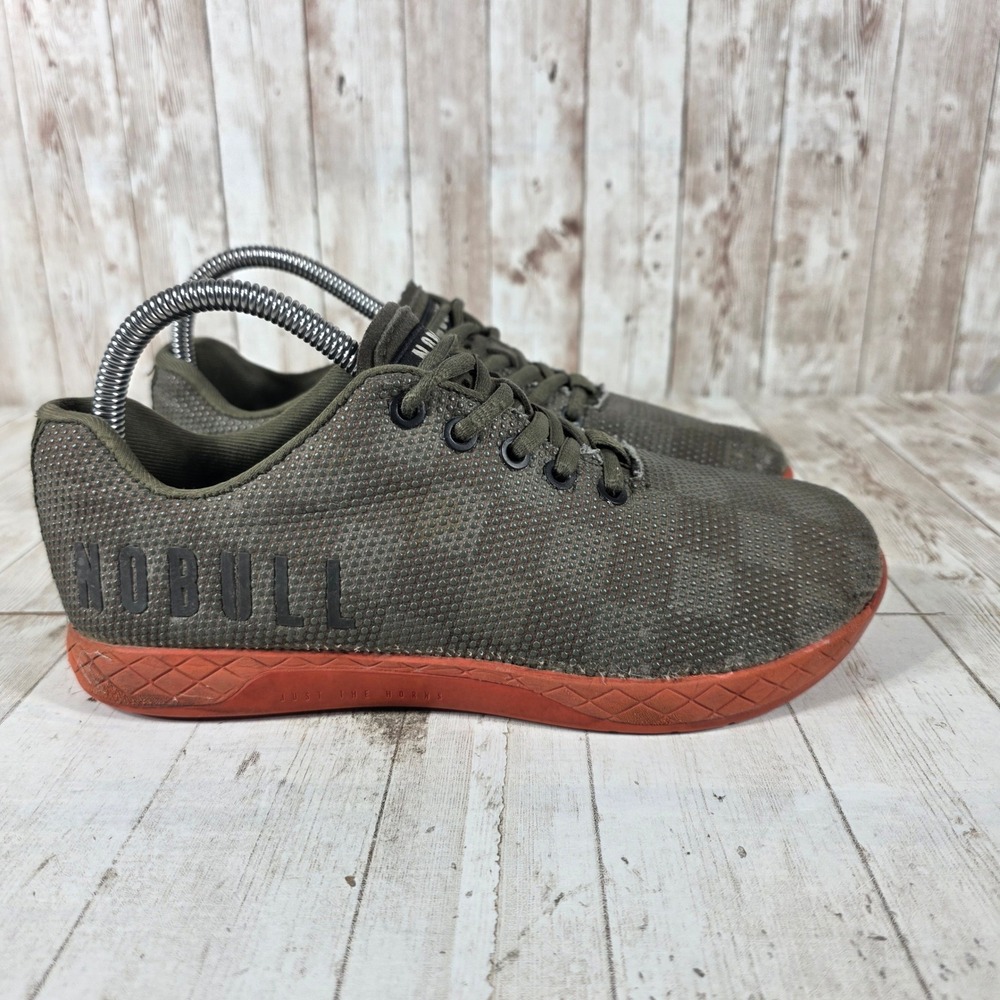 NOBULL SuperFabric Trainer Olive Green Clay Orange Womens Size 8 Sneakers